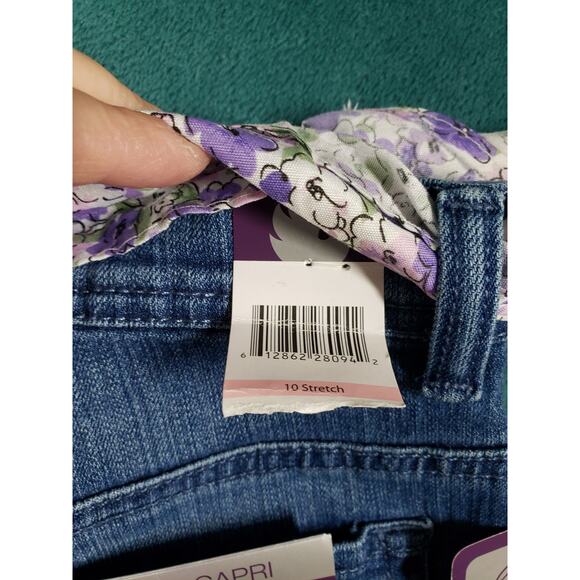 Gloria Vanderbilt Jeans Size 10 Womens Blue Pants Stretch Belted Cuff Capri NWT - Picture 15 of 16